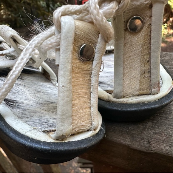 AUTHENTIC African Cow Hide Beaded Sandals Women’s Size 6 Handmade Crafted - Picture 5 of 12